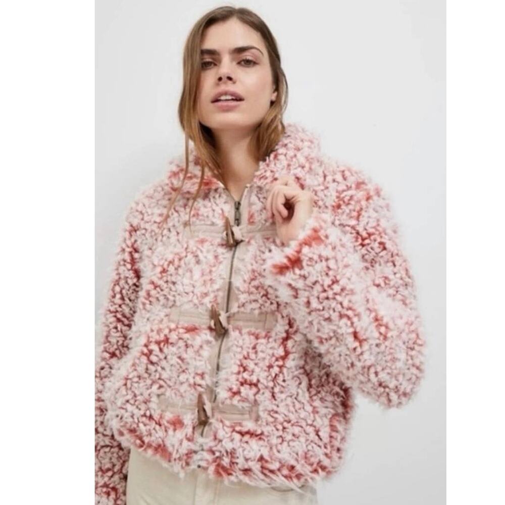 New Anthropologie Brenna Faux Fur Coat $168 X- SMALL Pink